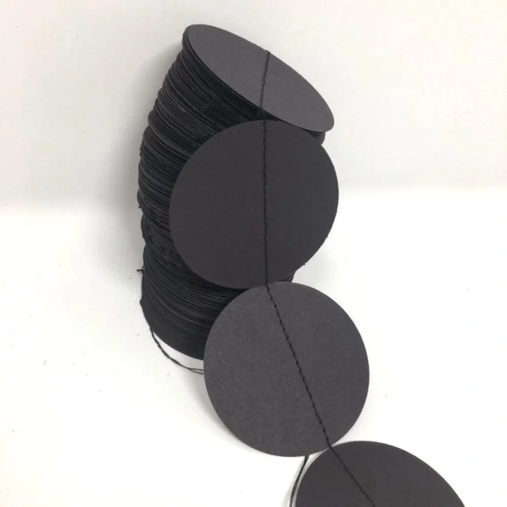 Black Dark Grey Round Paper Large Circle Party Halloween Extra Long Garland